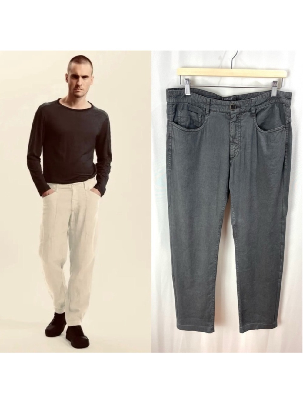 Transit UOMO Dark Grey Italian Linen Jean Size M ( US 34)